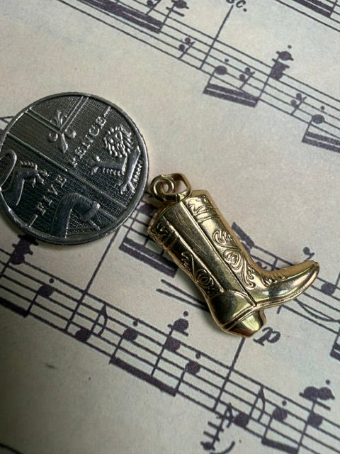 Vintage 9ct Gold Cowboy Boot Charm