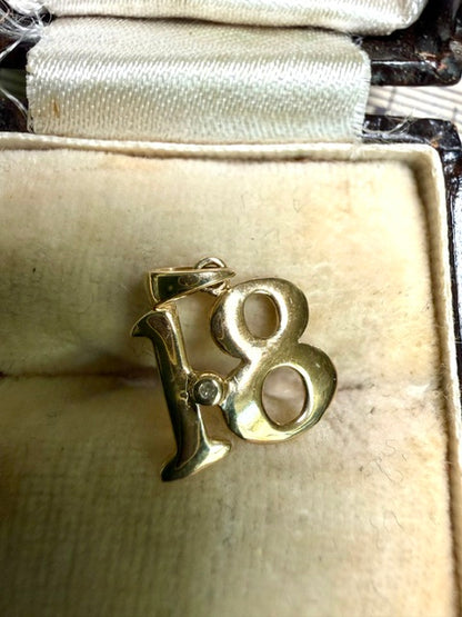 9ct Gold Diamond-Set "18" Birthday Charm Pendant
