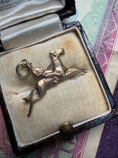 Horse with jockey 9ct gold charm