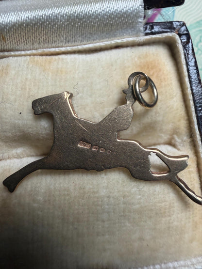 Horse with jockey 9ct gold charm