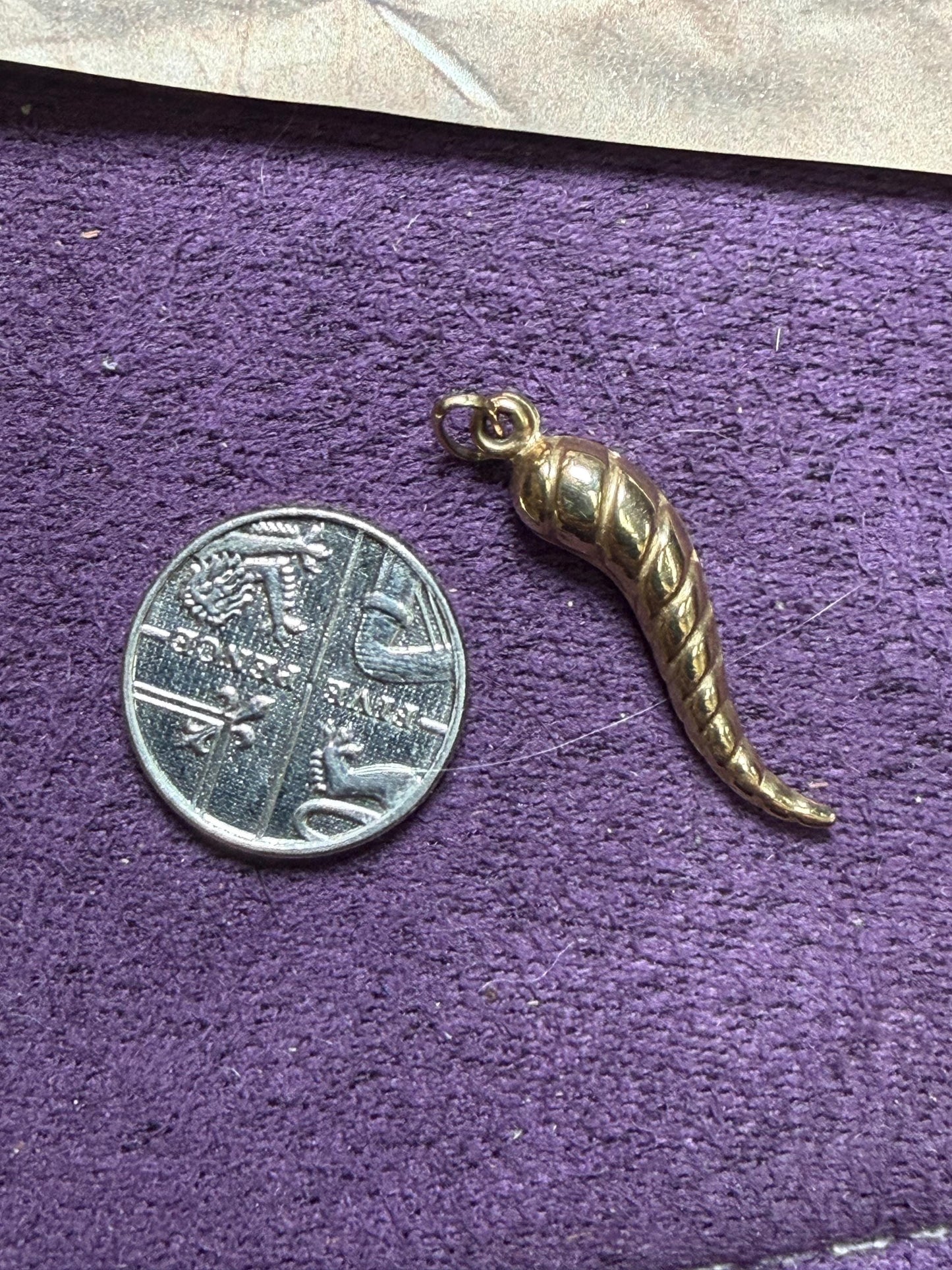 Lovely twisted 9ct gold horn