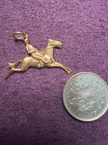 Horse with jockey 9ct gold charm