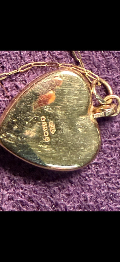 Beautifully engraved locket charm with chain 9ct gold