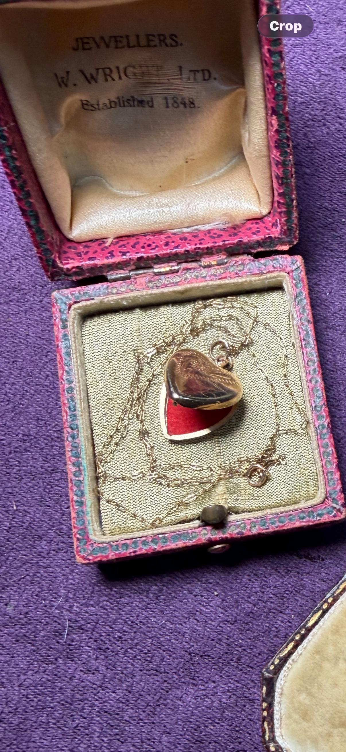 Beautifully engraved locket charm with chain 9ct gold