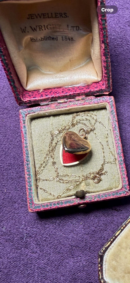 Beautifully engraved locket charm with chain 9ct gold