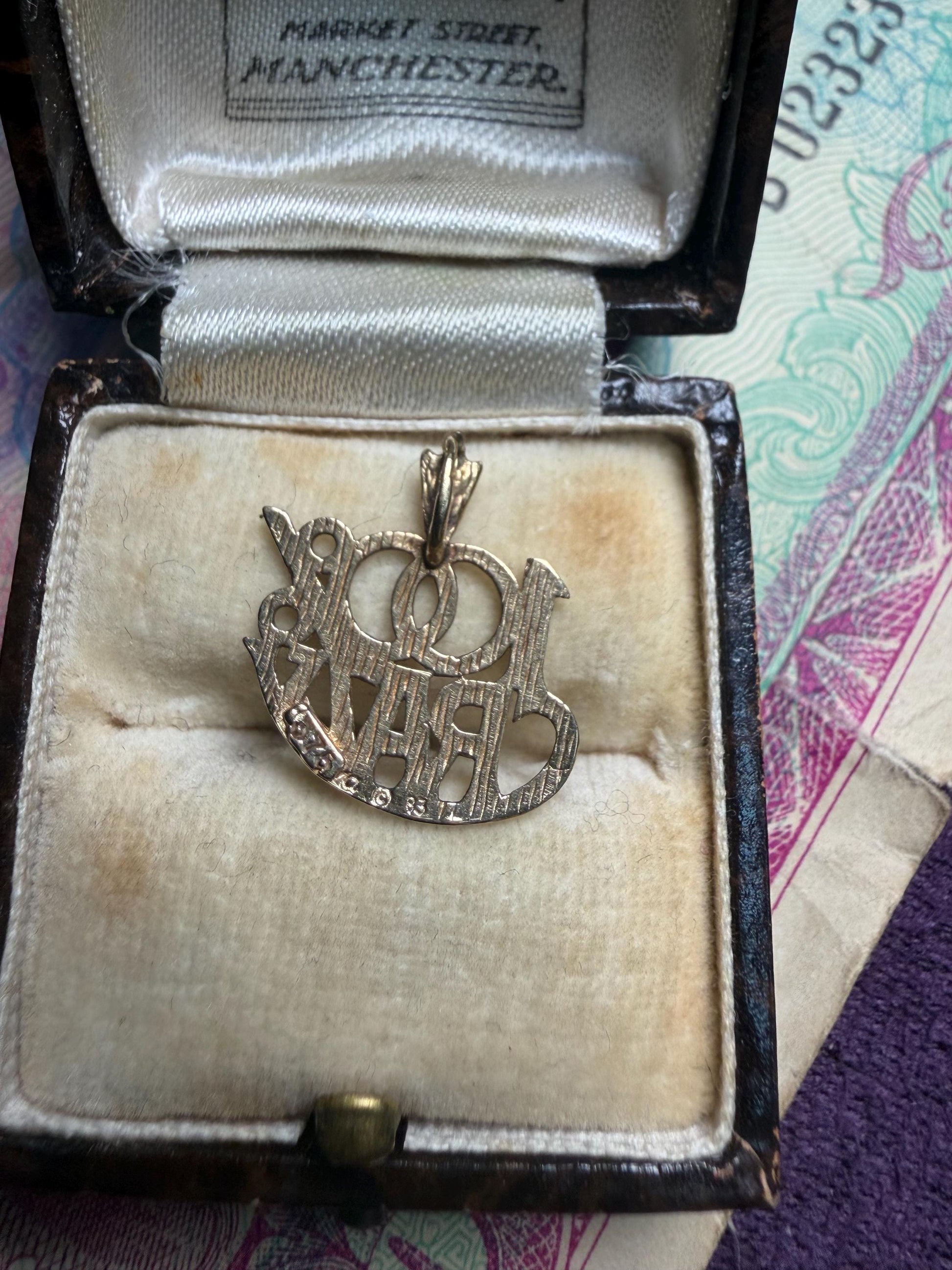 100 % crazy - 9ct solid gold pendant - fun charm