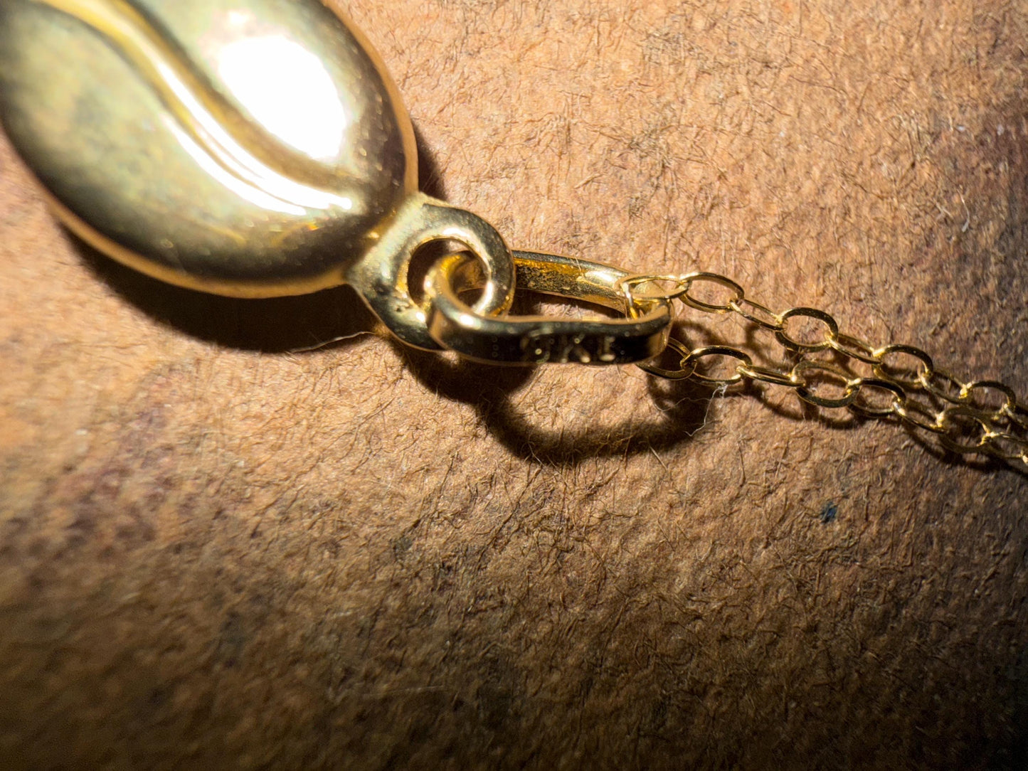Beautiful coffee bean set on a chain - earrings and necklace 9ct gold - gift