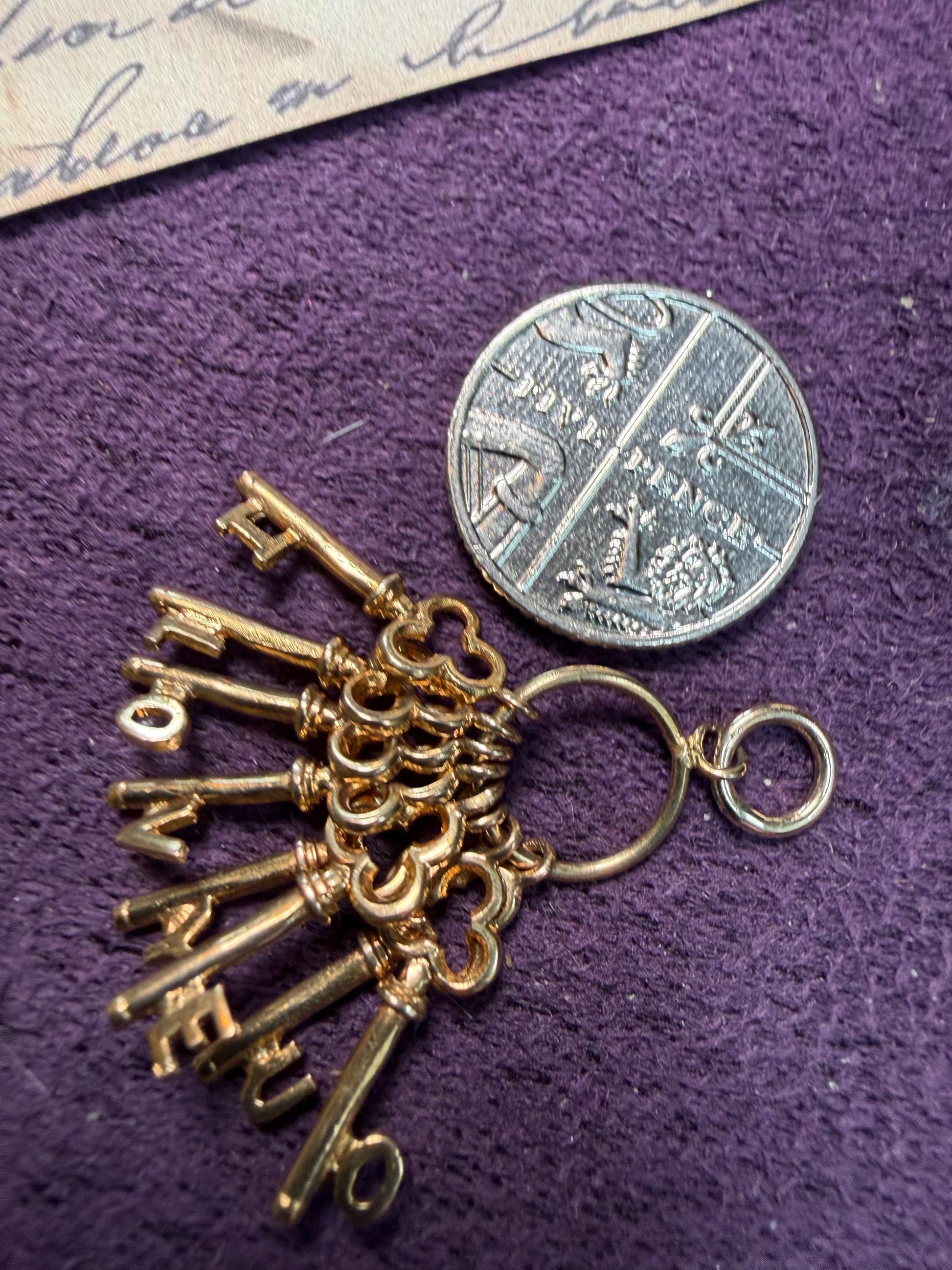 Set of ‘ I Love You ‘ keys rare hallmarked on each key