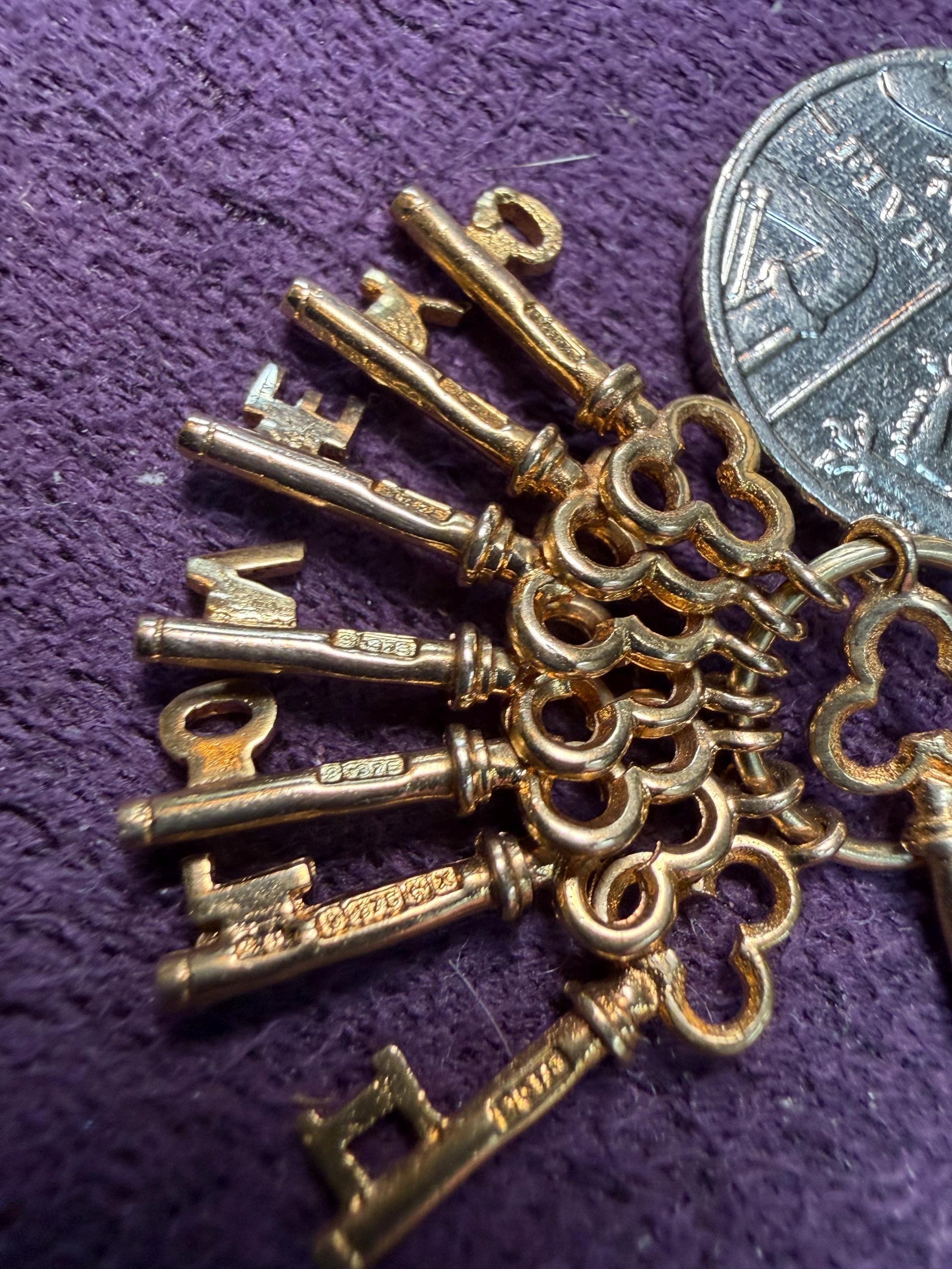 Set of ‘ I Love You ‘ keys rare hallmarked on each key